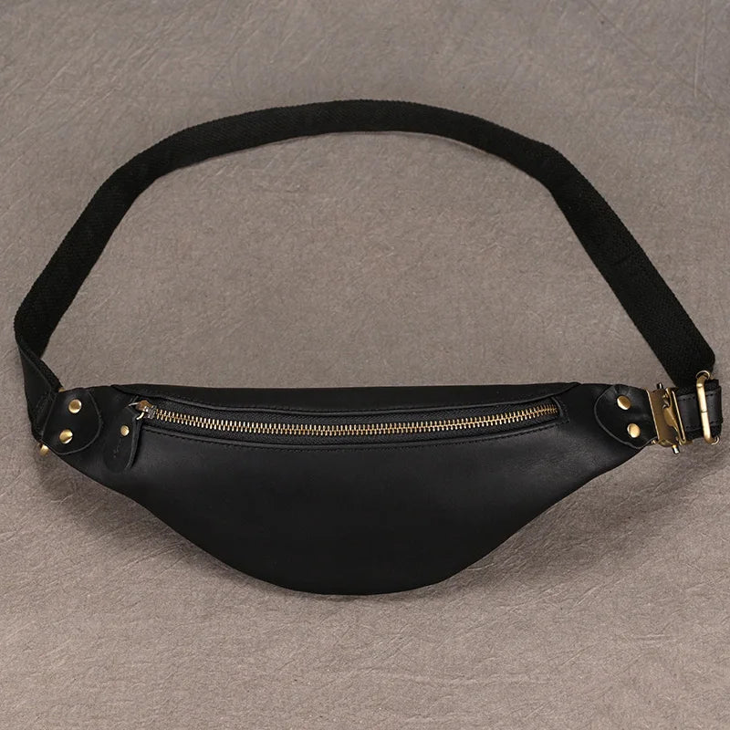 Newsbirds Men's Genuine Leather Chest Bag — Vintage Crossbody Sling & Outdoor Belt Pouch
