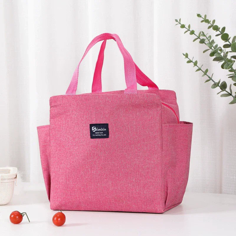 Portable Double Pocket Insulated Bento Bag — Aluminum Foil Lunch Bag for Work & School
