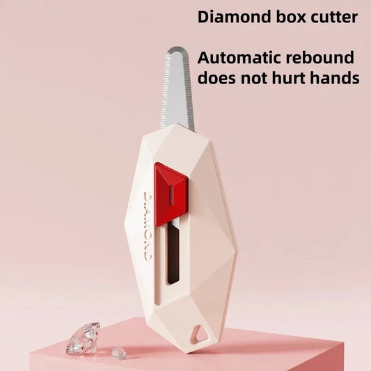 Diamond Design Safety Round Head Magnetic Box Cutter – Safe Unboxing Knife for Packages & Letters | 3 Styles + 3-Pack Option
