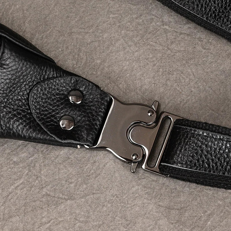 Luufan Crazy Horse Cowhide Leather Waist Bag — Men's Mini Travel Fanny Pack & Phone Pouch