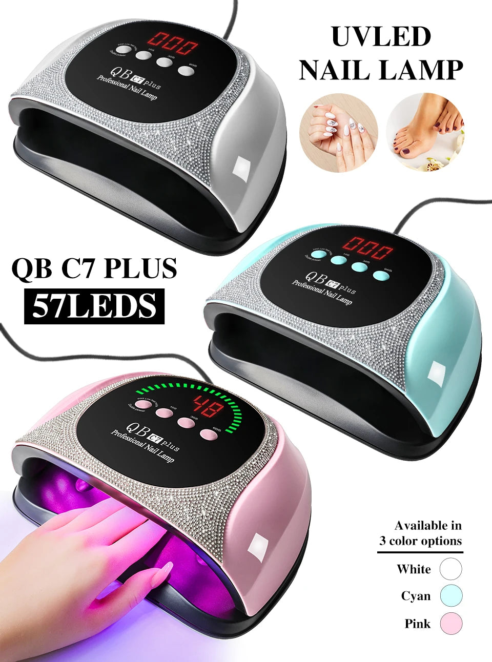 57 LED UV/LED Nail Lamp — Professional Gel Polish Curing Light with Diamond Design