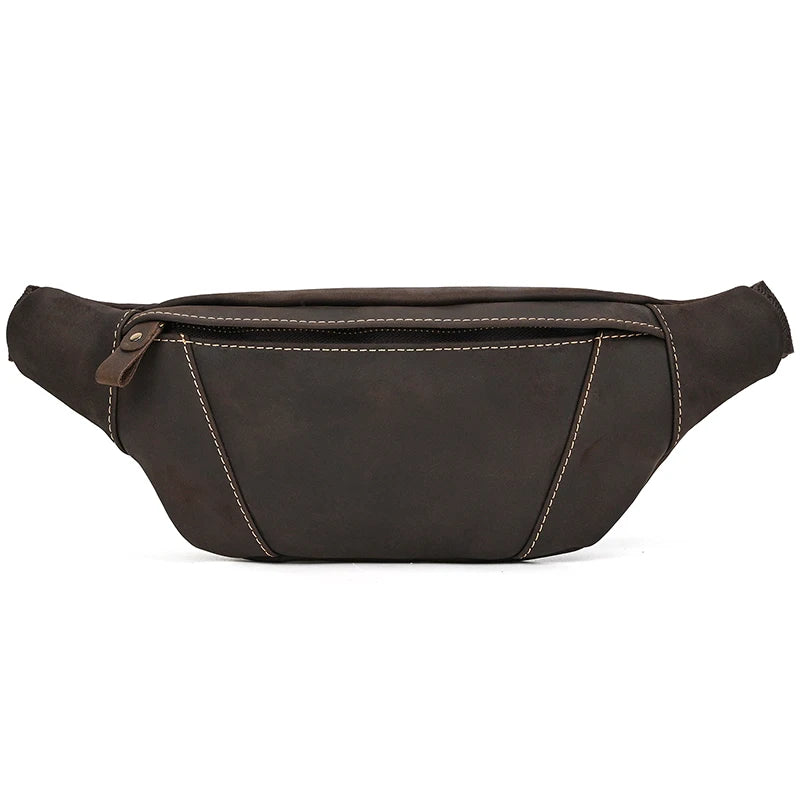 Newsbirds Men's Genuine Leather Chest Bag — Vintage Crossbody Sling & Outdoor Belt Pouch