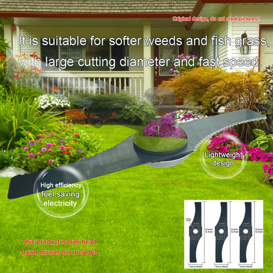 3-Pack 12.7" S-Shaped Brush Cutter Mower Blades – Double-Sided Toothed Hardened Steel with 1" Mounting Hole for Lawn & Garden