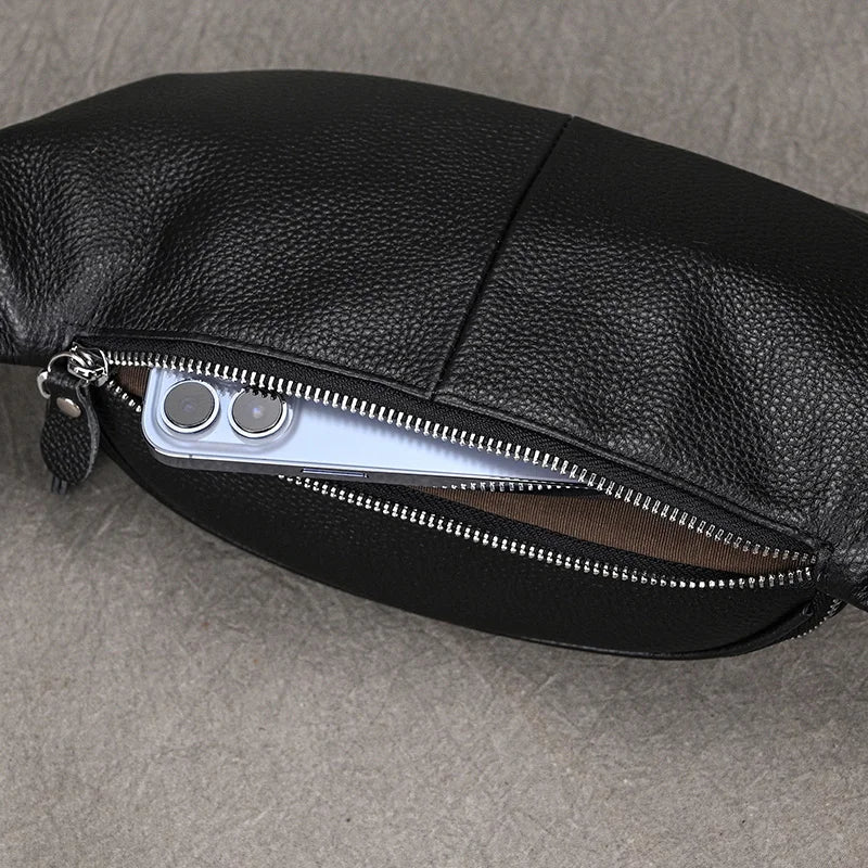 Newsbirds Men's Genuine Leather Chest Bag — Vintage Crossbody Sling & Outdoor Belt Pouch