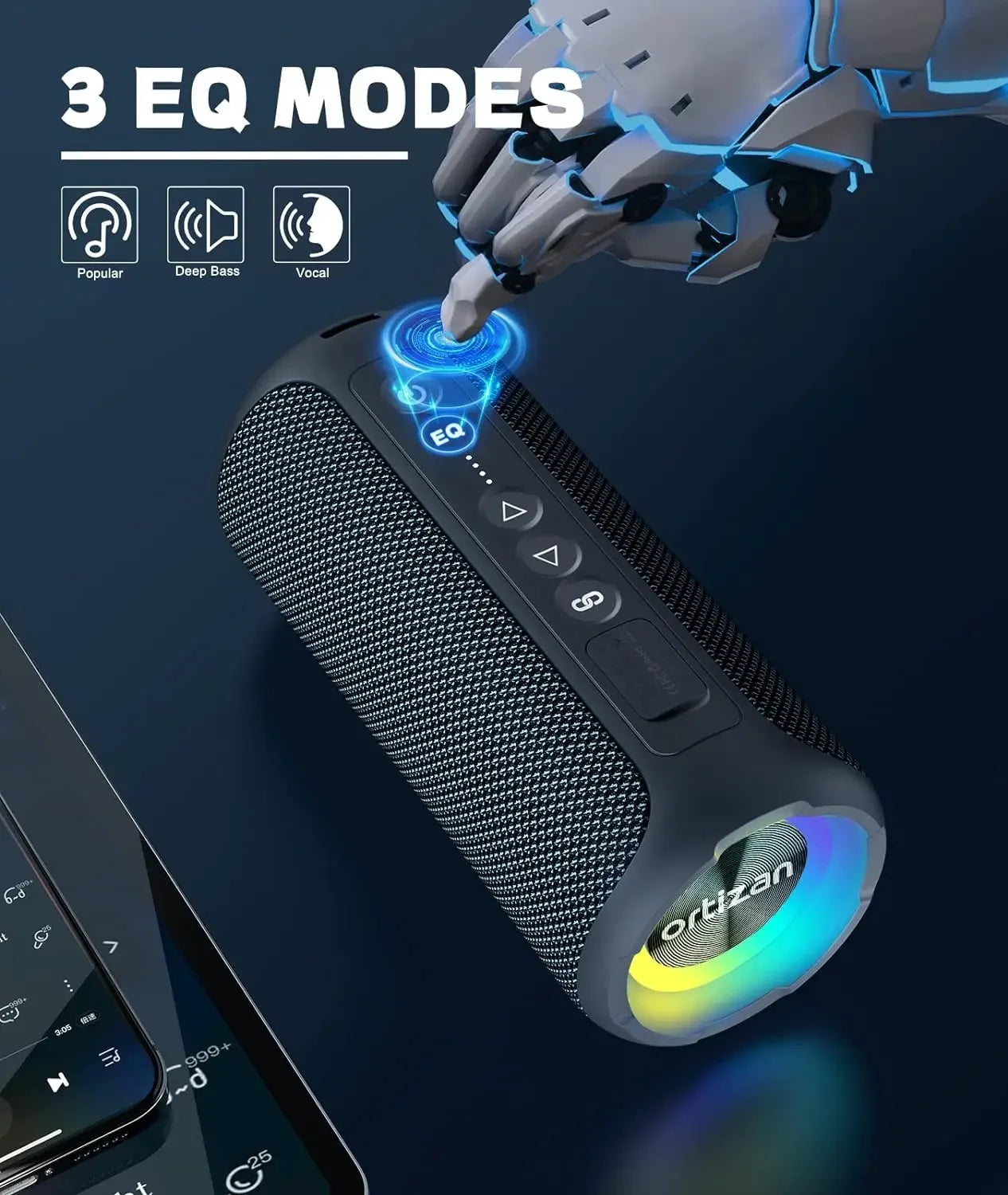 Ortizan 40W Portable Bluetooth Speaker — IPX7 Waterproof, Bass Subwoofer, TF/AUX/TWS