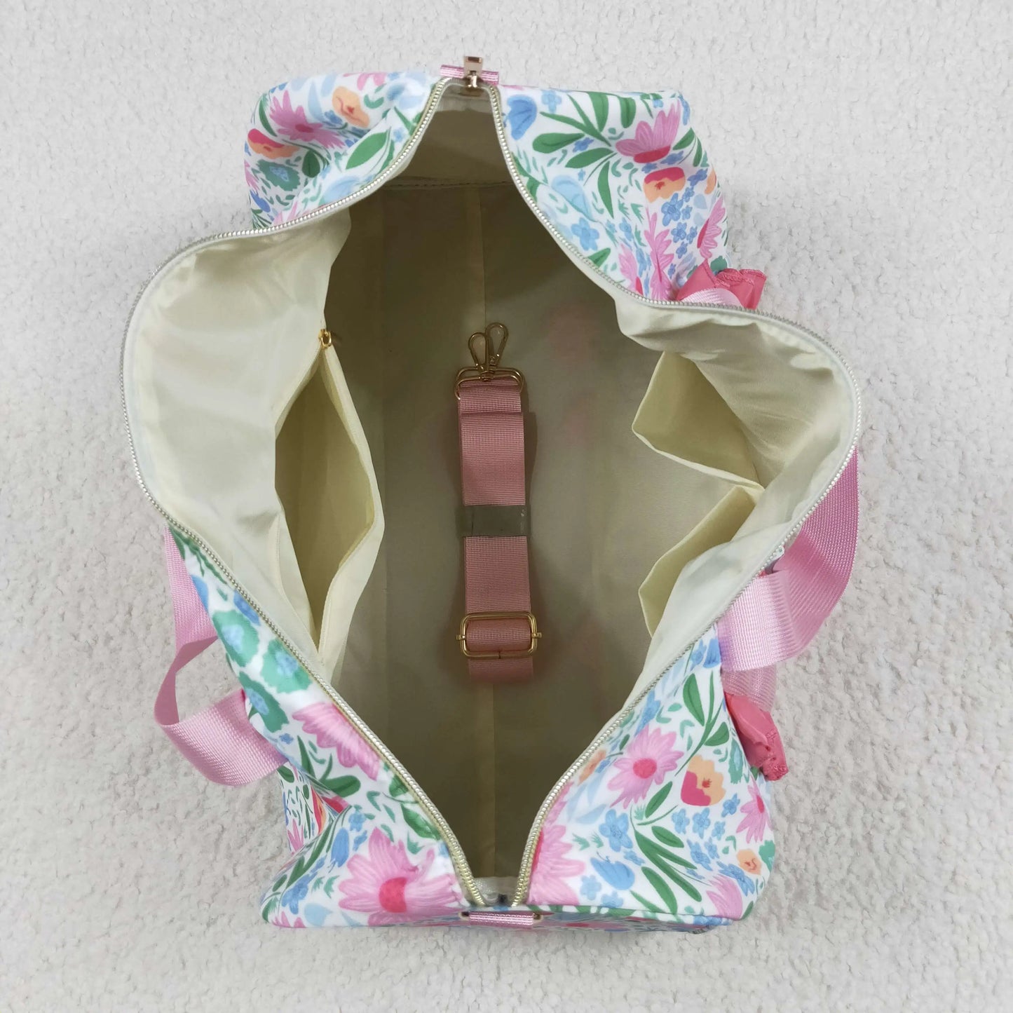Floral Ruffle Duffle Bag | Large Capacity Sports & Overnight Bag for Kids & Adults