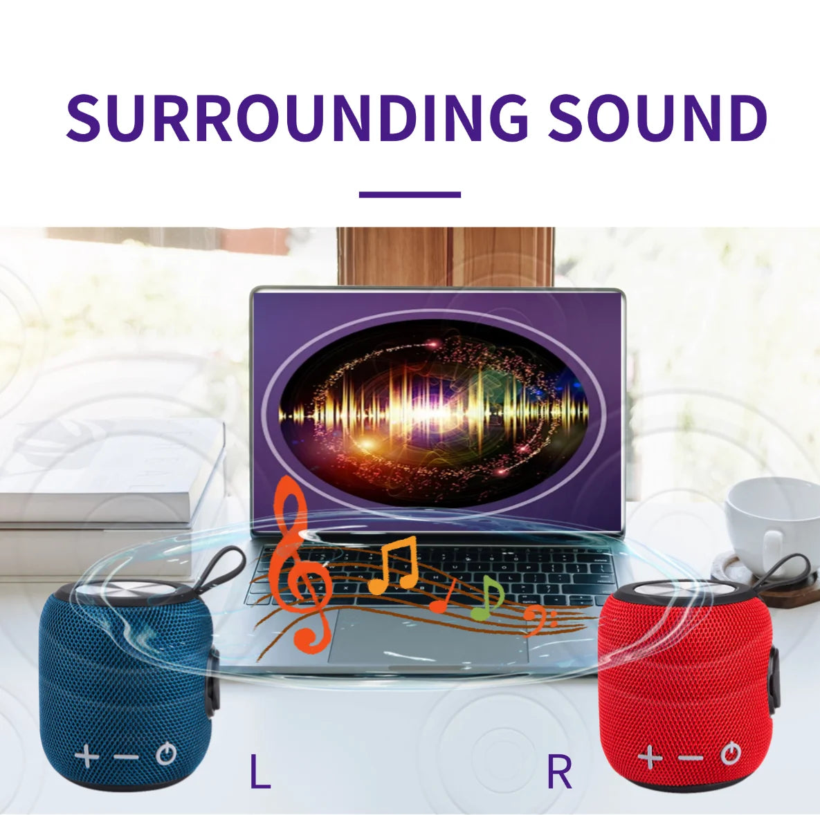 Deep Bass IPX7 Waterproof Bluetooth Speaker — TWS Stereo, Loud Outdoor Sound, 2-Pack