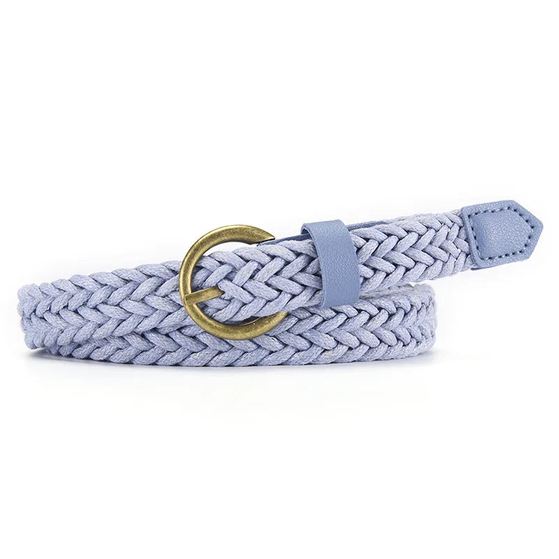 1.8x105cm Fashion Woven Thin Belt Vintage Jeans Dress Accessories Simple Pin Buckle Waistband for Women