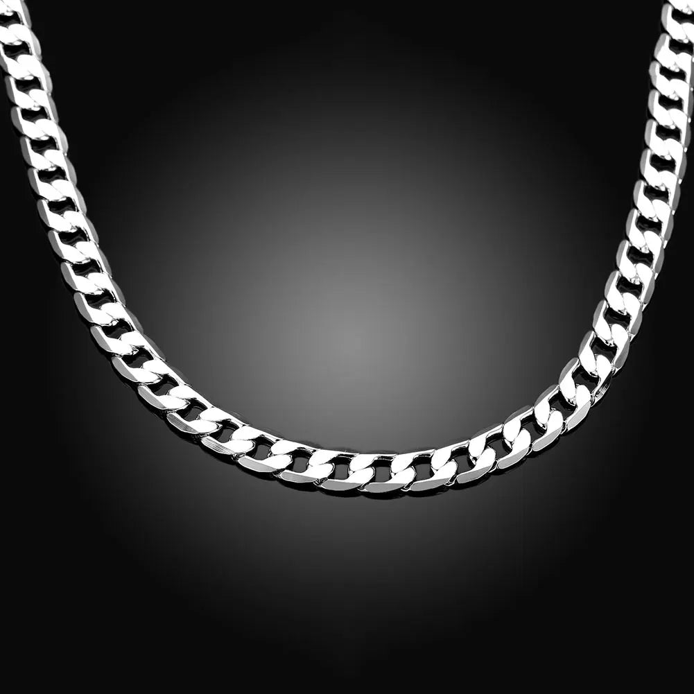 classic men's 925 Sterling Silver Necklace high quality Jewelry personality 16-24 inches 8MM necklace fashion Christmas gifts