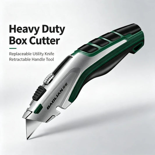 Baolian Heavy Duty Retractable Box Cutter – Replaceable Blade Utility Knife for Cable, Cardboard & Cartons | 10, 20 & 30 Blade Bundles