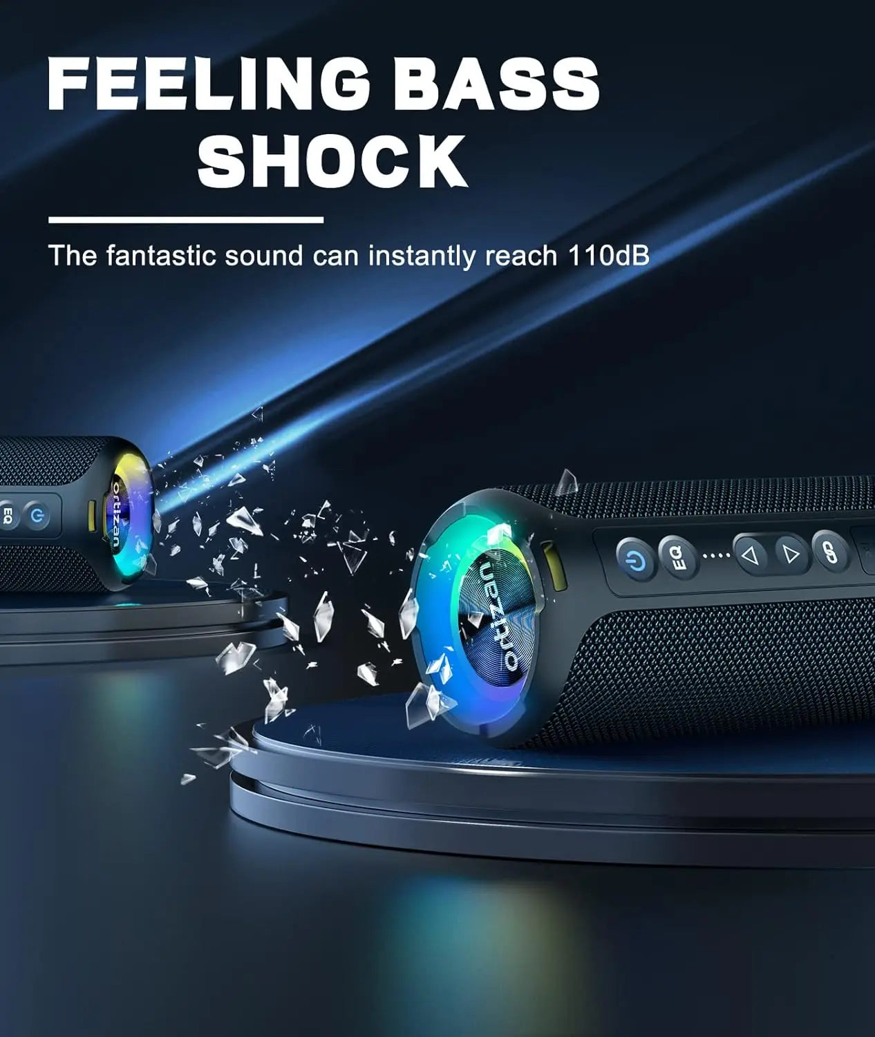 Ortizan 40W Portable Bluetooth Speaker — IPX7 Waterproof, Bass Subwoofer, TF/AUX/TWS