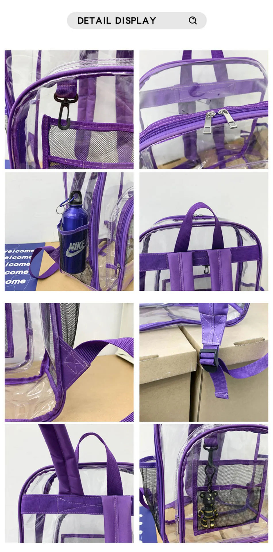 Large Capacity Transparent PVC Backpack – Waterproof School & Travel Bag for Students