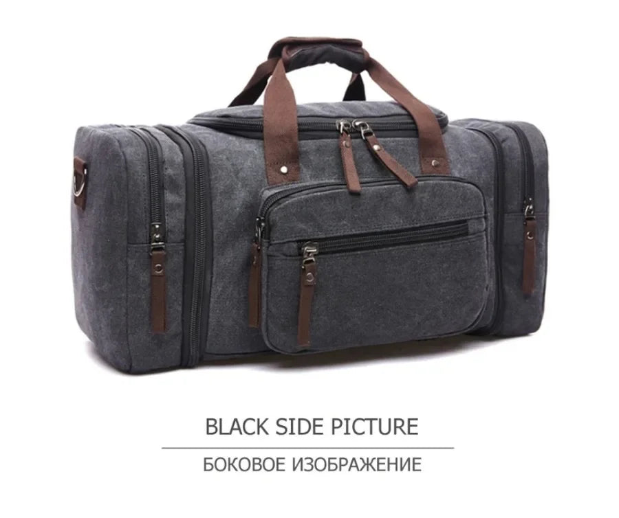 Men's Military Canvas Duffle Bag – Large Gym, Travel & Weekend Shoulder Tote