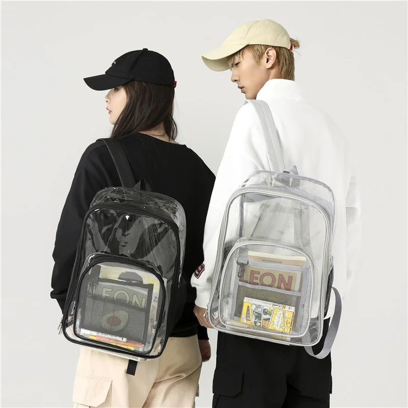Large Capacity Transparent PVC Backpack – Waterproof School & Travel Bag for Students