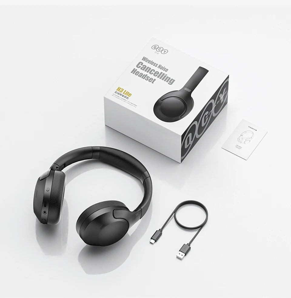 QCY H3 Lite ANC Wireless Headphones — Bluetooth 5.3, 60H Battery, Active Noise Cancelling