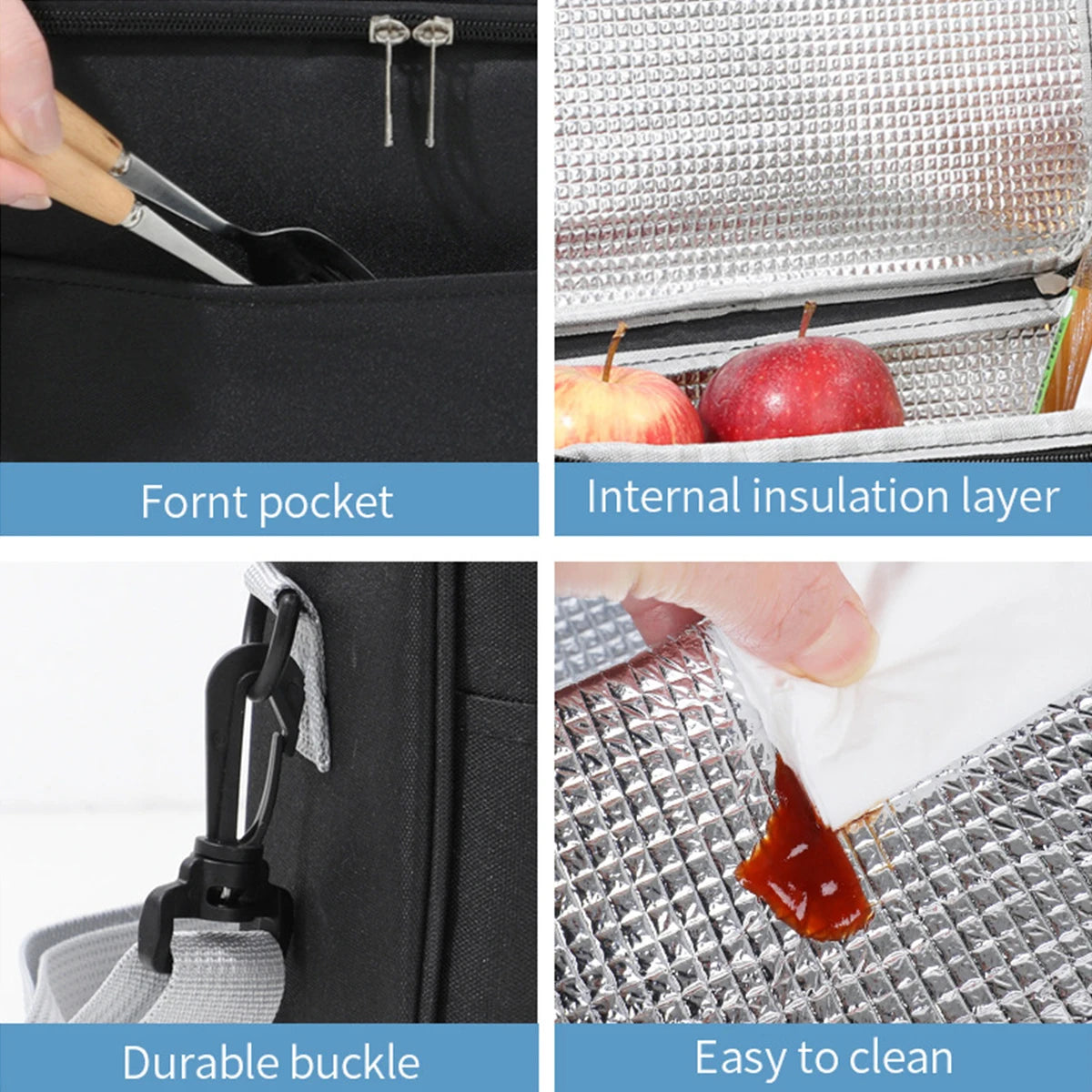 Large Capacity Hand-held with Shoulder Strap Insulated Bag, Multifunction Lunch Box Bag, Student Thickened Waterproof Lunch Bag