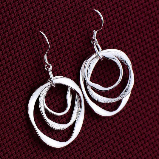 925 Sterling Silver Geometric Stud Earrings for Women – Elegant Wedding Party Fine Jewelry