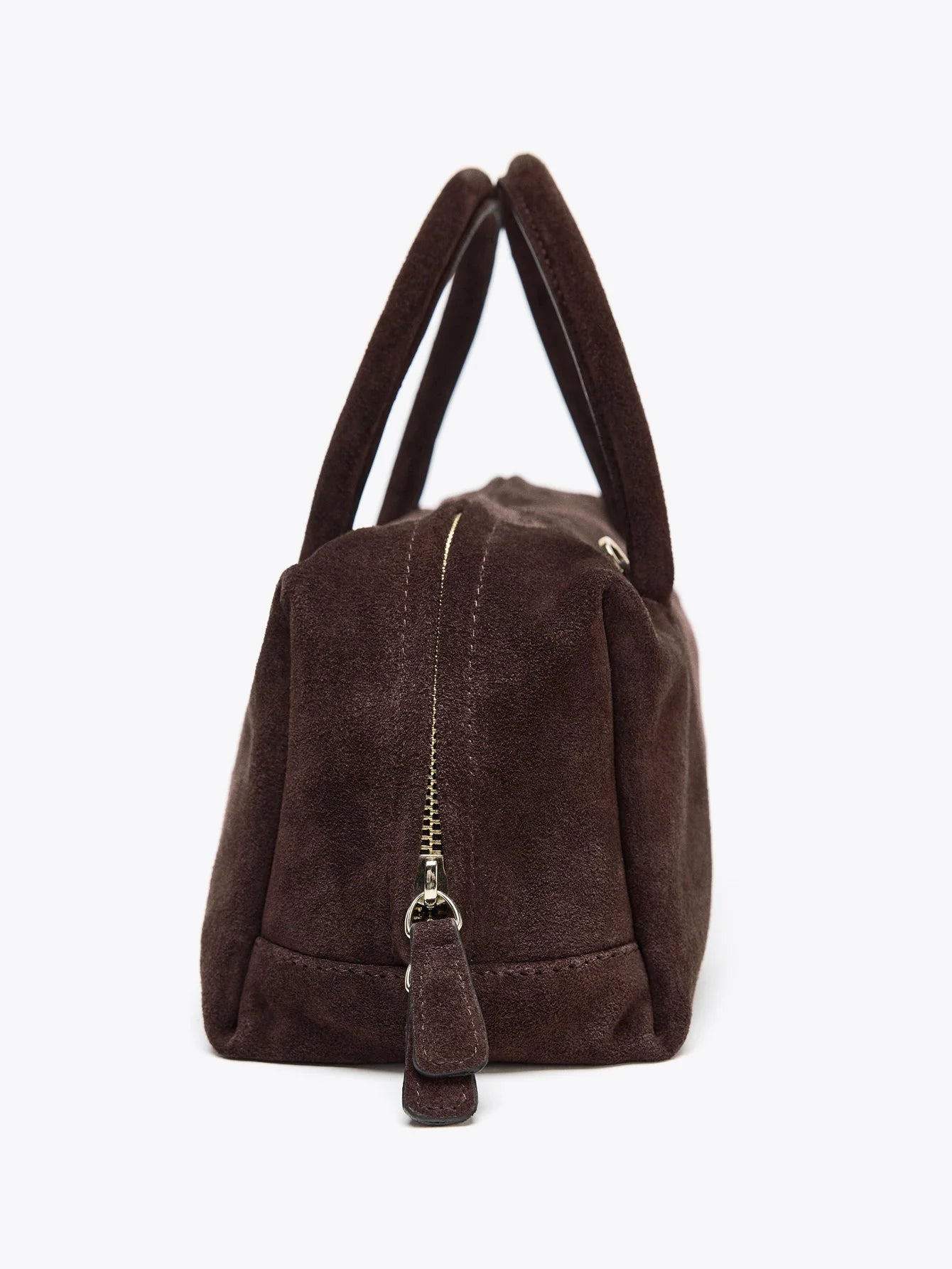 2026 new women's suede handbag, messenger bag, zipper, casual, fashionable, bowling bag
