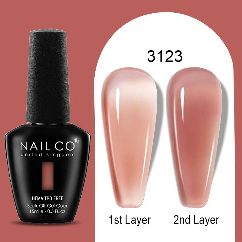 NAILCO Jelly Gel Nail Polish | HEMA-Free Soak Off UV LED Semi-Permanent Gel Varnish — 70 Colors