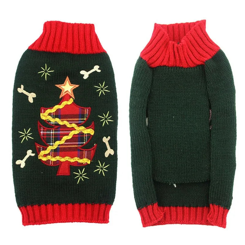 Christmas Dog Sweater Cute Cartoon Reindeer Xmas Pet Costume Puppy Cat Warm Clothes For Small Dogs Chihuahua Pug Winter Clothing