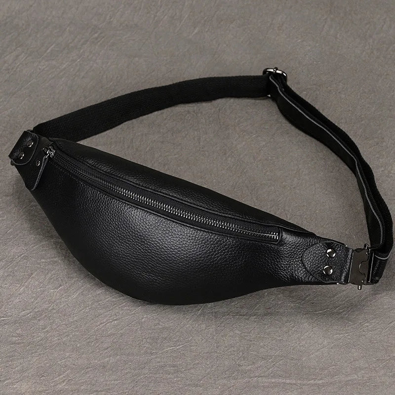 Newsbirds Men's Genuine Leather Chest Bag — Vintage Crossbody Sling & Outdoor Belt Pouch