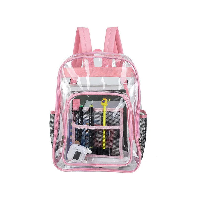 Large Capacity Transparent PVC Backpack – Waterproof School & Travel Bag for Students