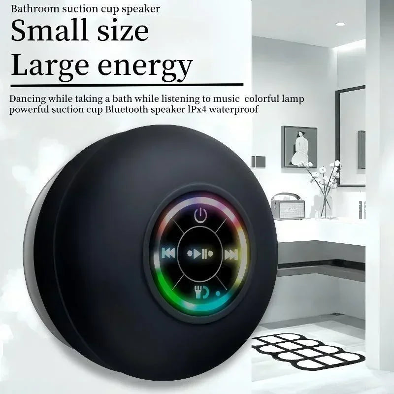 Suction Cup Wireless Bluetooth Speaker Waterproof Shower Speaker with LED Light USB Charging For Bathroom Travel Home