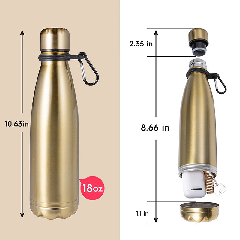 Diversion Water Bottle Can Stainless Steel Tumbler Safe With A Food Grade Smell Proof Bag Bottom Unscrews to Store