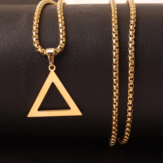 Norse Viking Triangle Pendant Necklace for Men, Stainless Steel, Vegvisir Mjolnir Talisman, Amulet, Rune Pendant for Male