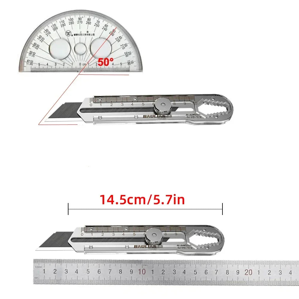 8-in-1 Stainless Steel Multi-Function Utility Knife – Heavy Duty Retractable Box Cutter with Screwdriver, Glass Breaker & More