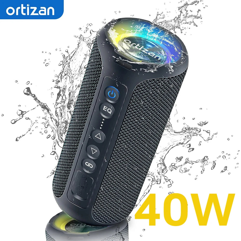 Ortizan 40W Portable Bluetooth Speaker — IPX7 Waterproof, Bass Subwoofer, TF/AUX/TWS