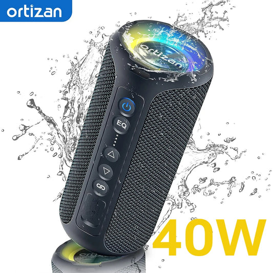 Ortizan 40W Portable Bluetooth Speaker — IPX7 Waterproof, Bass Subwoofer, TF/AUX/TWS