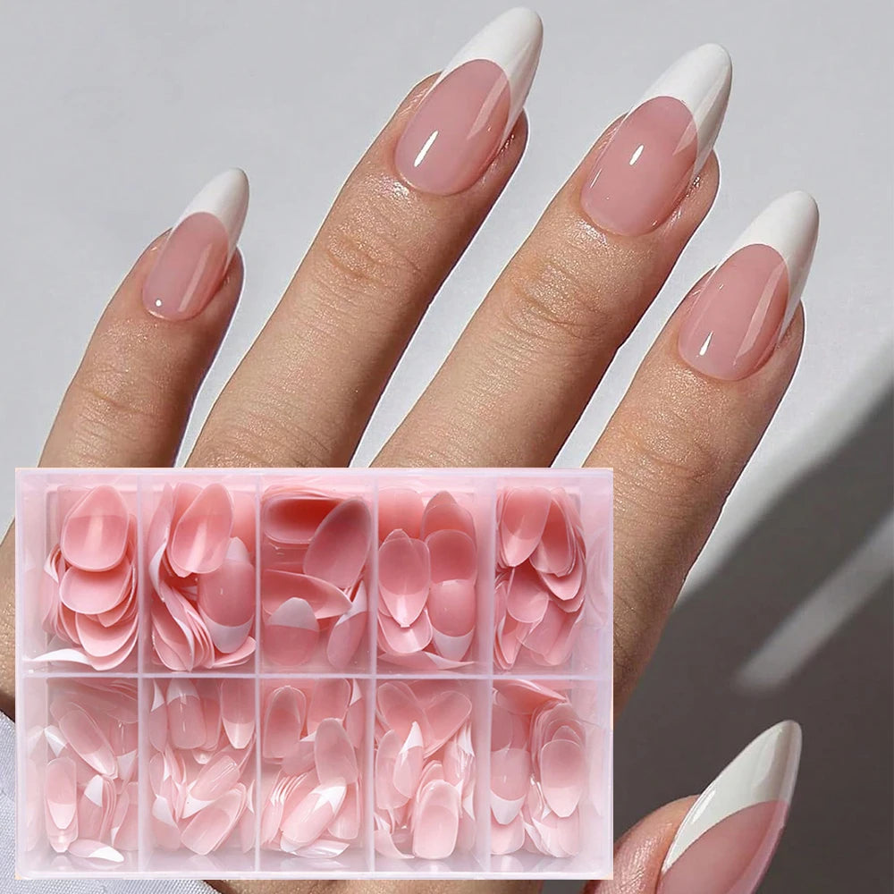 Nude Pink Almond French Press On Nails — 150/360pcs
