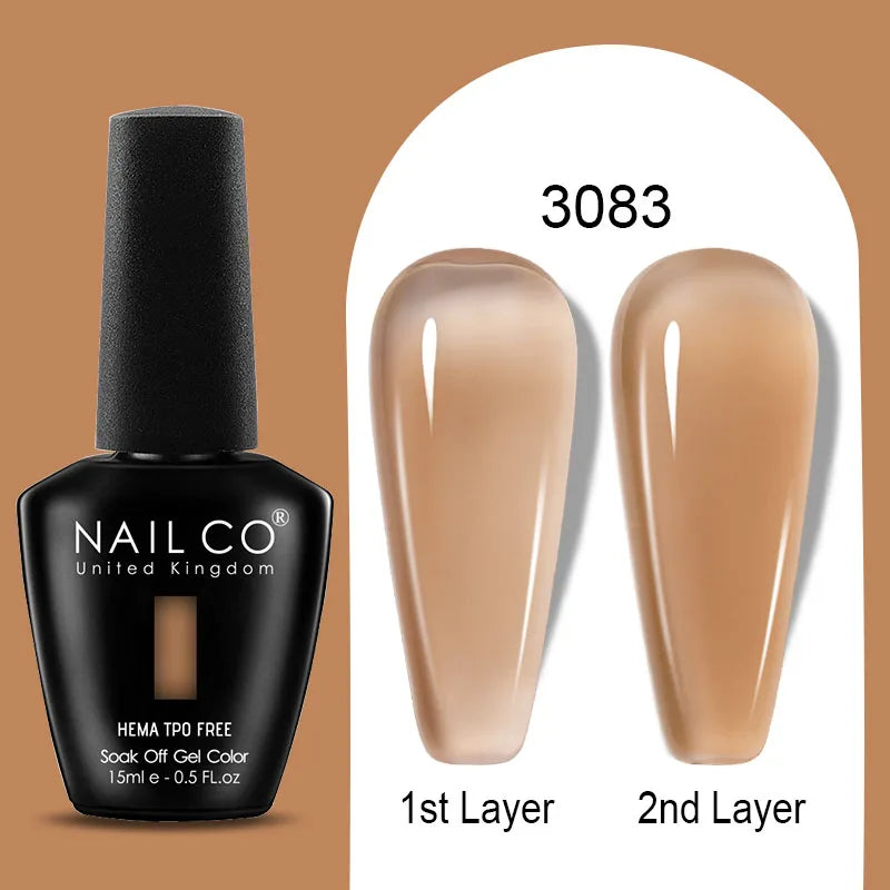 NAILCO Jelly Gel Nail Polish | HEMA-Free Soak Off UV LED Semi-Permanent Gel Varnish — 70 Colors