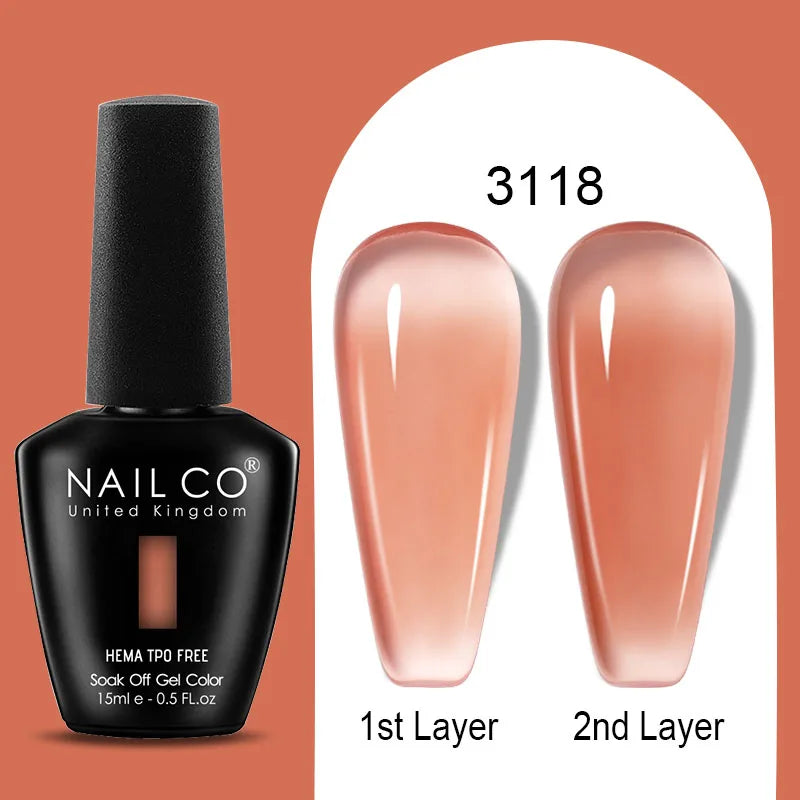 NAILCO Jelly Gel Nail Polish | HEMA-Free Soak Off UV LED Semi-Permanent Gel Varnish — 70 Colors