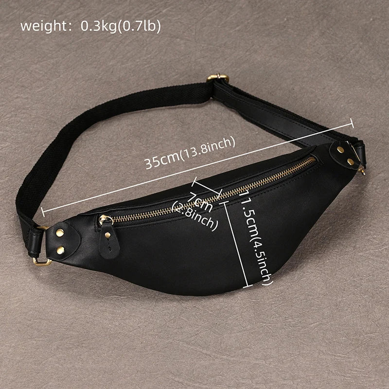 Newsbirds Men's Genuine Leather Chest Bag — Vintage Crossbody Sling & Outdoor Belt Pouch