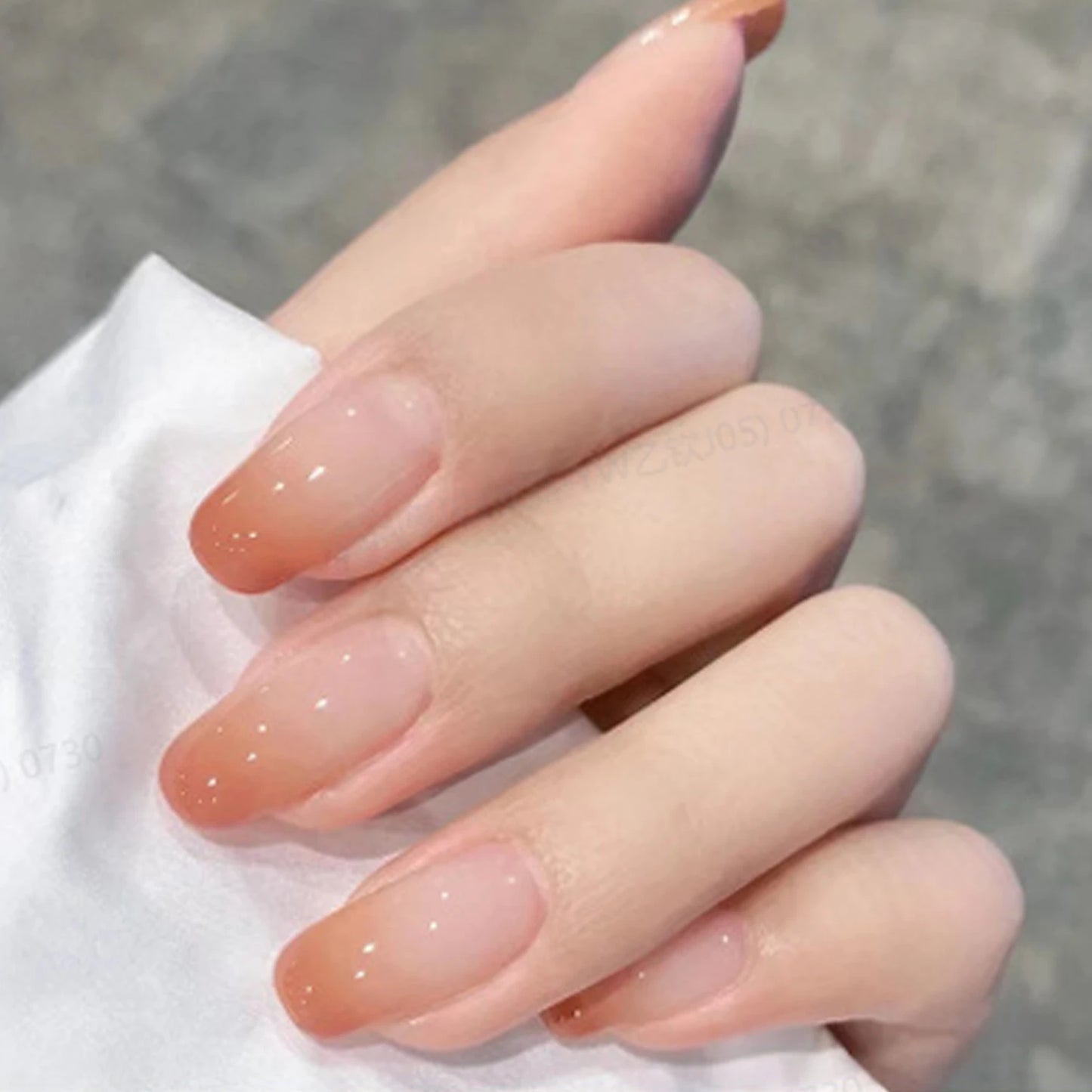 24-Piece Short Square Press-On Nails – Pinkish-White Gradient with Nail Glue & File Kit