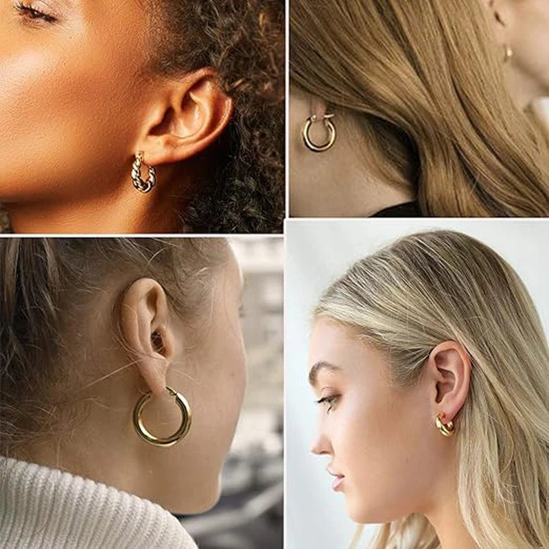 24-Piece Bohemian Earrings Set for Women – Gold Vintage Pearl Geometric Hoop Jewelry Collection