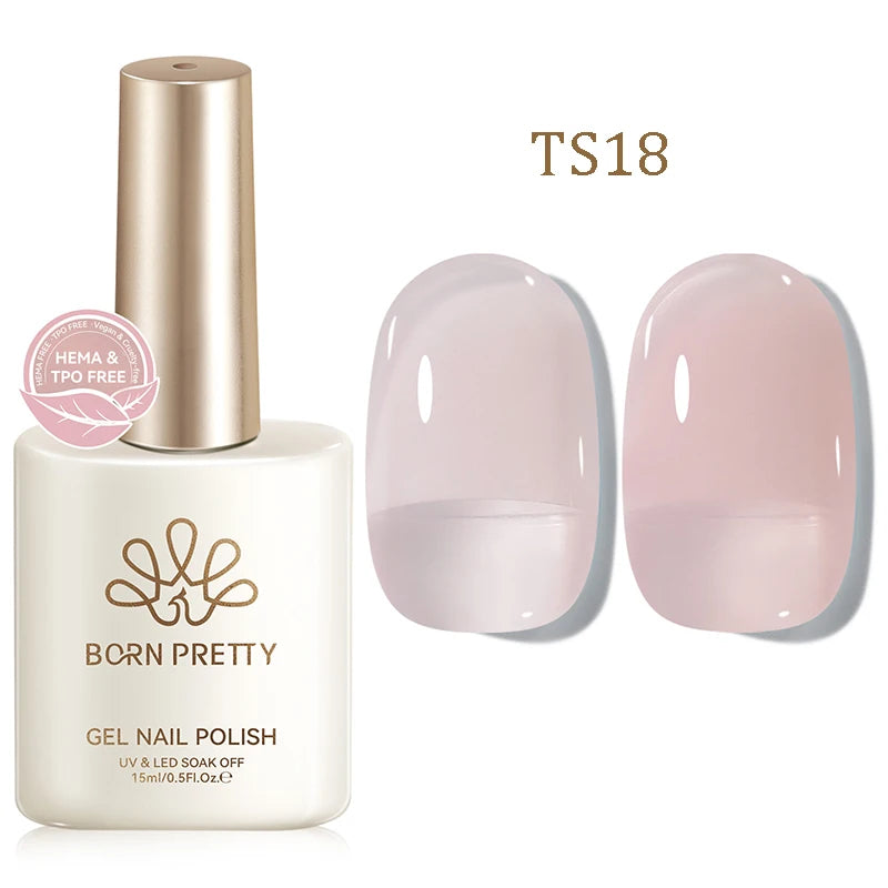 BORN PRETTY 15ml Jelly Gel Polish | Pink Nude & Glitter | Soak-Off UV/LED | 24 Shades