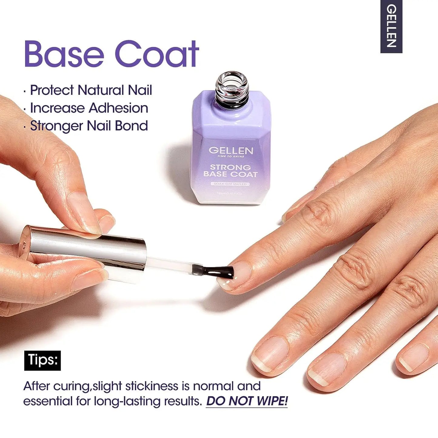 GELLEN Professional Gel Nail Set — 18ml 4-Piece Base Coat, Top Coat & Strengthener Kit for Long-Lasting Manicures