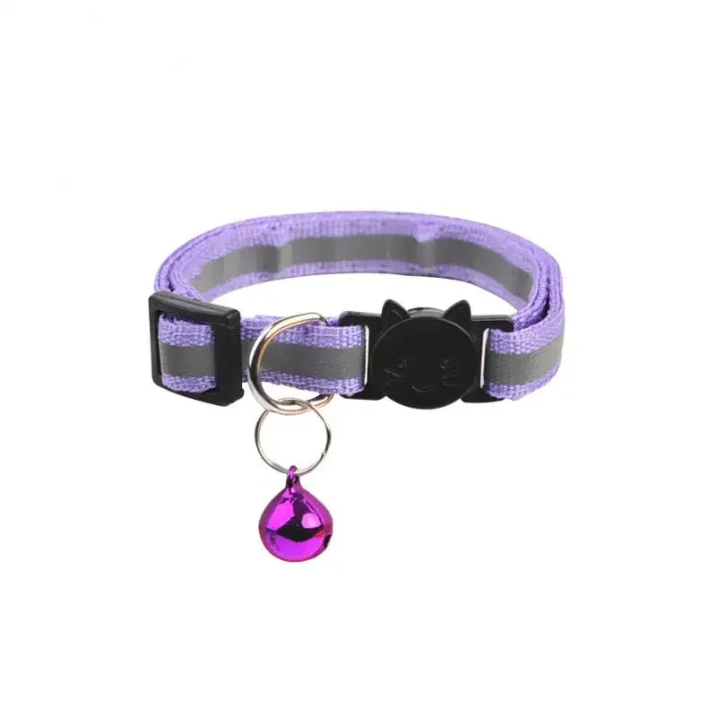 Reflective Pet Collar Cat And Dog Safety Buckle With Bell Nylon Buckle Adjustable Collar Night Safety Cartoon Pet Accessories