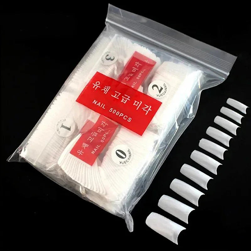 500Pcs French Style False Nail Tips — Natural Acrylic & Gel Nail Art