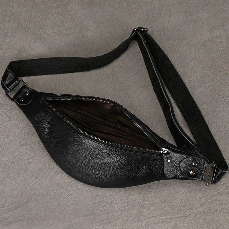 Luufan Crazy Horse Cowhide Leather Waist Bag — Men's Mini Travel Fanny Pack & Phone Pouch