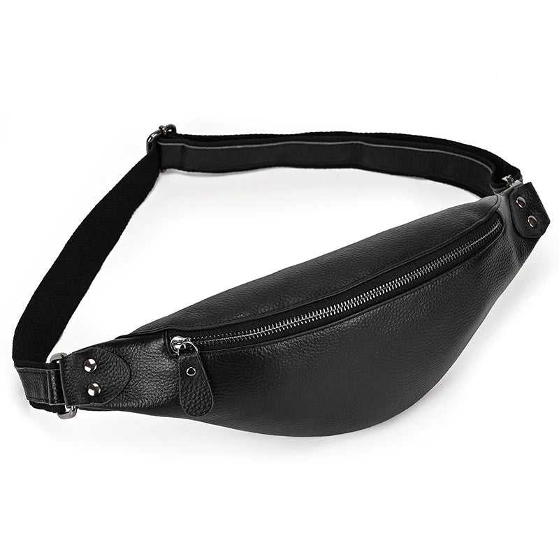Newsbirds Men's Genuine Leather Chest Bag — Vintage Crossbody Sling & Outdoor Belt Pouch