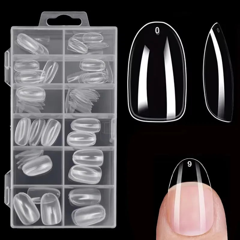 120Pcs Clear Full Cover Nail Tips | 7 Shapes for UV Gel Extensions