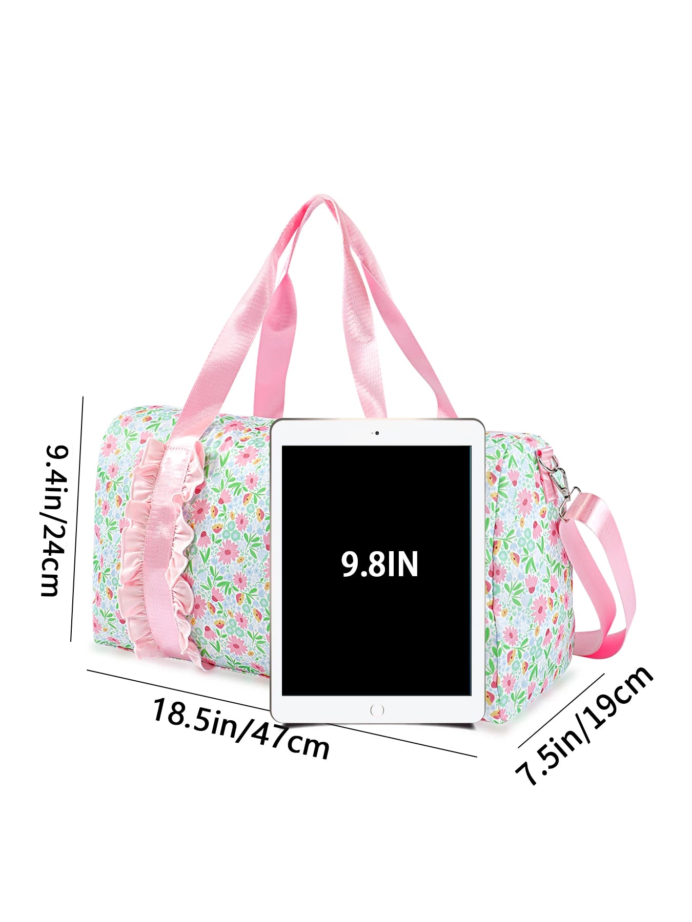 Floral Ruffle Duffle Bag | Large Capacity Sports & Overnight Bag for Kids & Adults