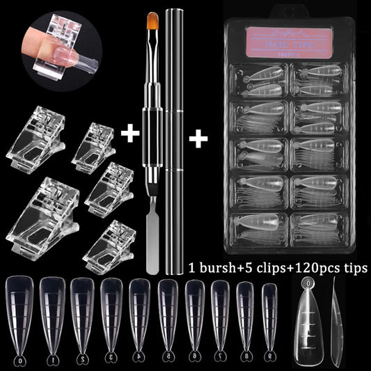 100Pcs Acrylic Nail Tips Kit — UV Gel False Nails DIY Manicure Set