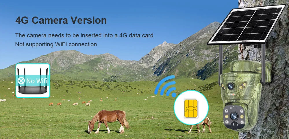 LS VISION 4K Dual Screen 4G Solar Hunting Camera Outdoor WiFi PTZ Human/Animal Detection 2-Way Talk Waterproof Security Cameras