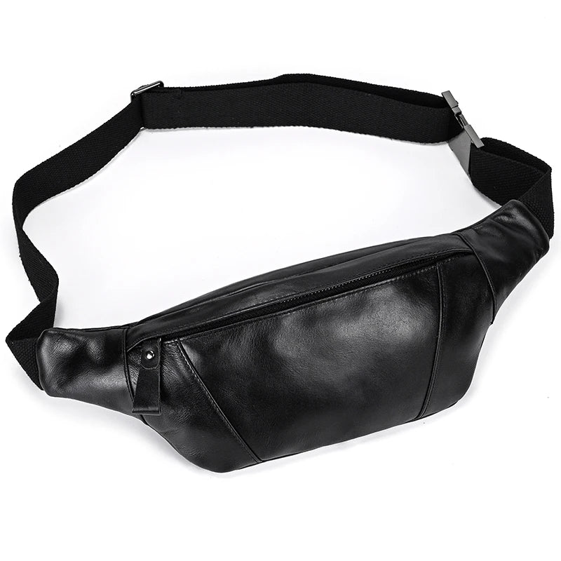 Luufan Crazy Horse Cowhide Leather Waist Bag — Men's Mini Travel Fanny Pack & Phone Pouch