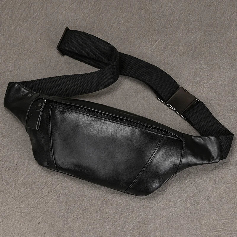 Newsbirds Men's Genuine Leather Chest Bag — Vintage Crossbody Sling & Outdoor Belt Pouch